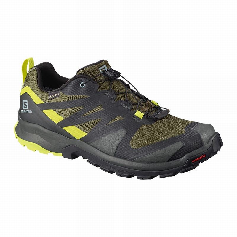 Chaussures De Trail Running Salomon Homme Vert Olive / Jaune Clair - Salomon XA ROGG GTX - France (0